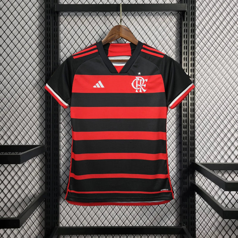CAMISA LANÇAMENTO FEMININA DO FLAMENGO 24/25 VERMELHO E PRETO - VELOP SPORTS