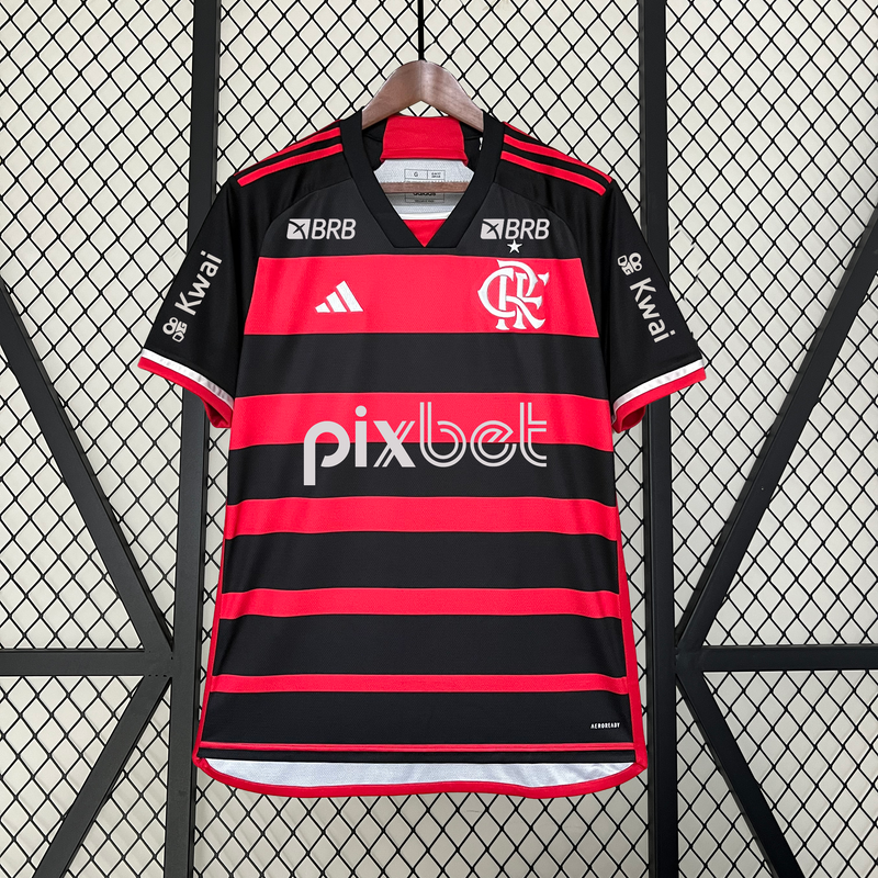 CAMISA LANÇAMENTO DO FLAMENGO 24/25 VERMELHO E PRETO - VELOP SPORTS