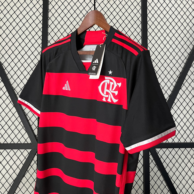 CAMISA LANÇAMENTO DO FLAMENGO 24/25 VERMELHO E PRETO - VELOP SPORTS
