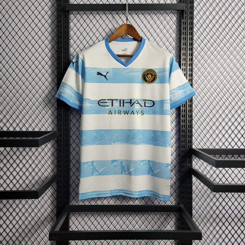 CAMISA DO MANCHESTER CITY 22/23 AZUL E BRANCO COMEMORATIVA - VELOP SPORTS