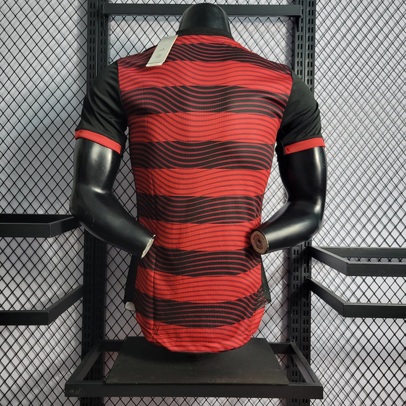 CAMISA VERSÃO PLAYER DO FLAMENGO 22/23 VERMELHO E PRETO 2 - VELOP SPORTS