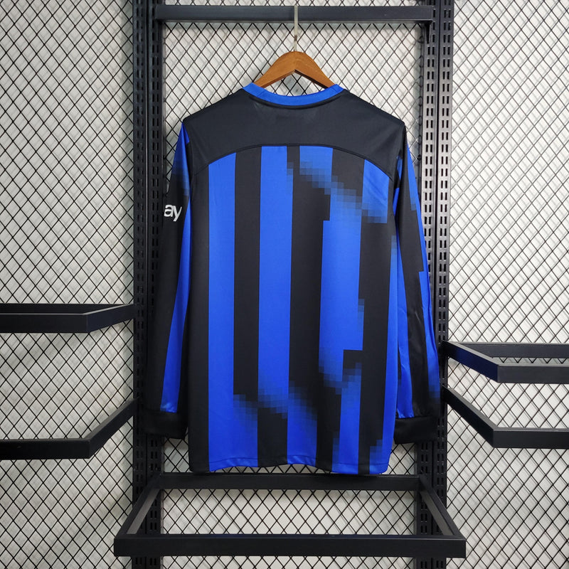 CAMISA MANGA LONGA DO INTER DE MILAN 23/24 AZUL E PRETO - VELOP SPORTS