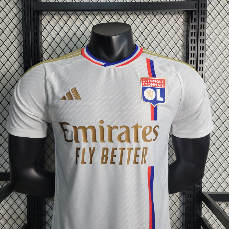 CAMISA VERSÃO PLAYER DO LYON 22/23 BRANCO E DOURADO - VELOP SPORTS