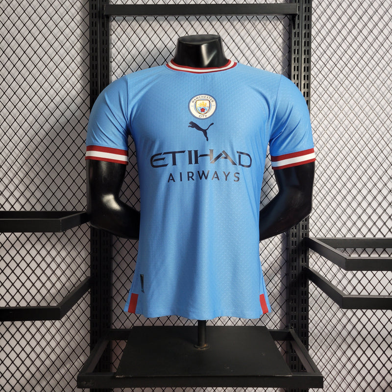 CAMISA VERSÃO PLAYER DO MANCHESTER CITY 22/23 AZUL - VELOP SPORTS
