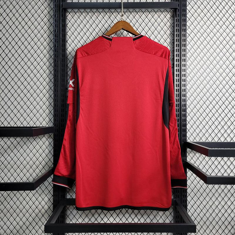 CAMISA MANGA LONGA DO MANCHESTER UNITED 23/24 VERMELHO - VELOP SPORTS