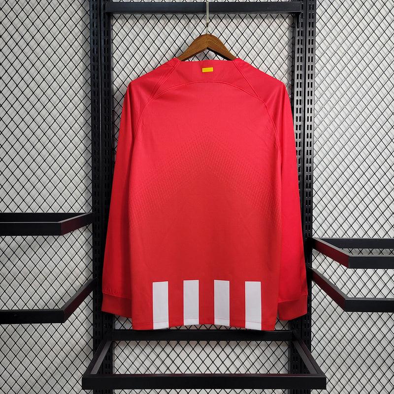 CAMISA MANGA LONGA DO ATLETICO DE MADRID 23/24 VERMELHO E BRANCO - VELOP SPORTS