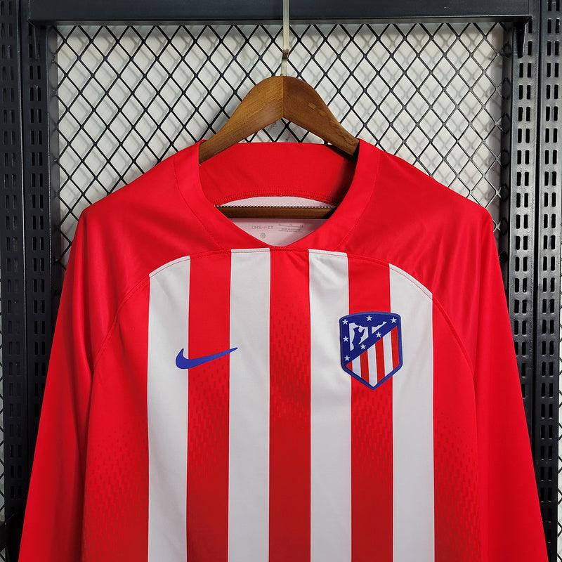 CAMISA MANGA LONGA DO ATLETICO DE MADRID 23/24 VERMELHO E BRANCO - VELOP SPORTS
