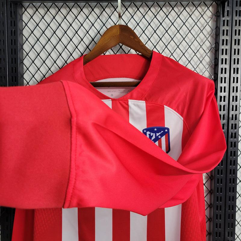 CAMISA MANGA LONGA DO ATLETICO DE MADRID 23/24 VERMELHO E BRANCO - VELOP SPORTS