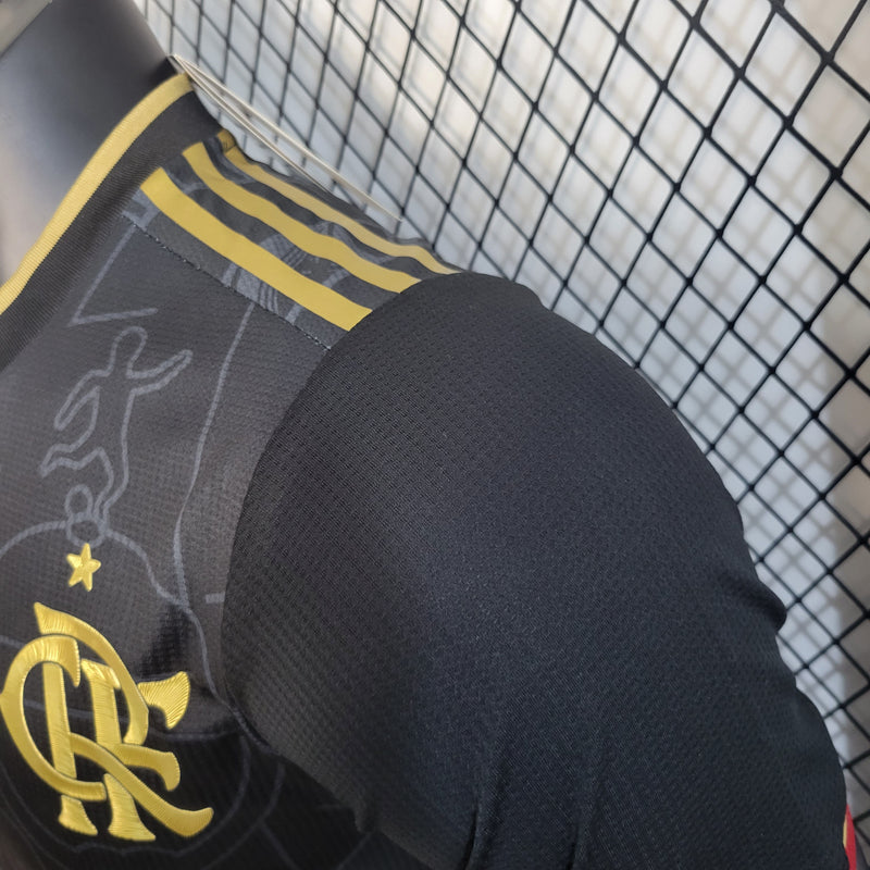 CAMISA VERSÃO PLAYER DO FLAMENGO 22/23 PRETO E DOURADO - VELOP SPORTS