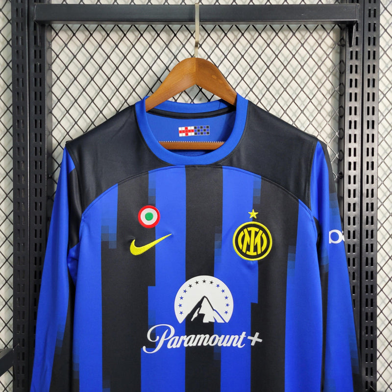 CAMISA MANGA LONGA DO INTER DE MILAN 23/24 AZUL E PRETO - VELOP SPORTS
