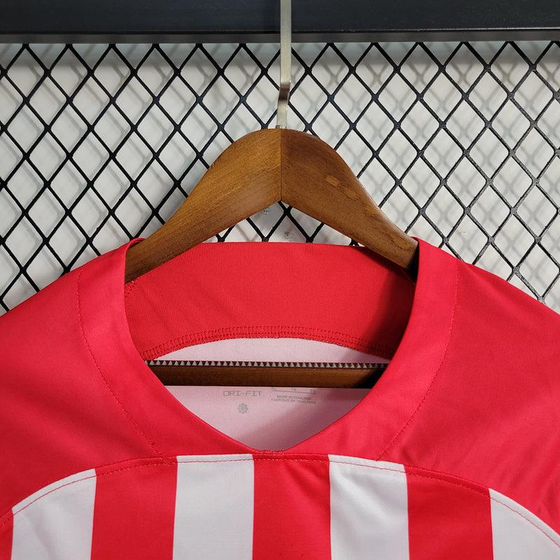 CAMISA MANGA LONGA DO ATLETICO DE MADRID 23/24 VERMELHO E BRANCO - VELOP SPORTS