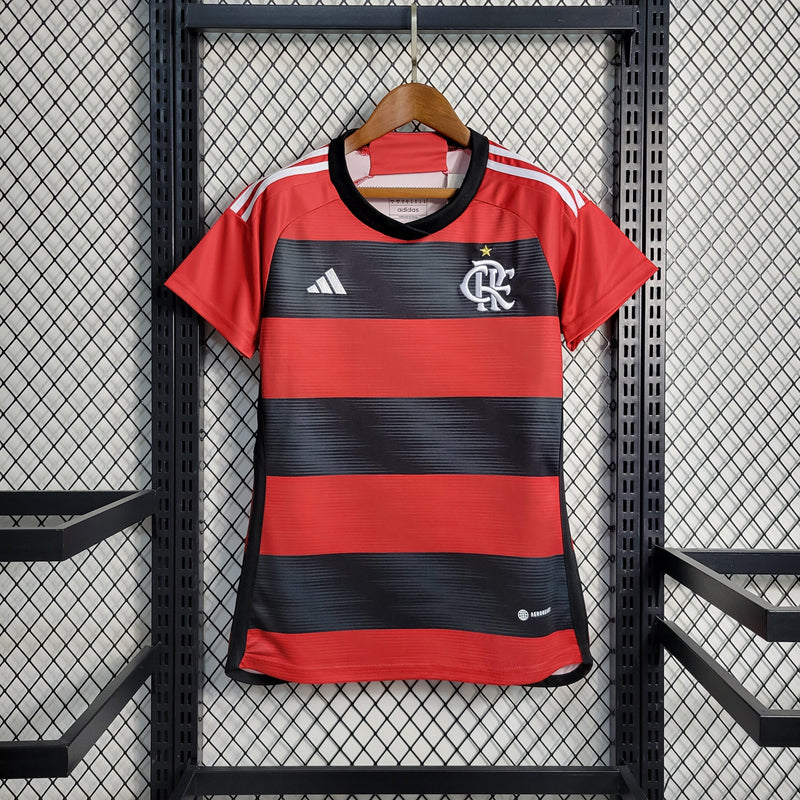 CAMISA FEMININA DO FLAMENGO 23/24 VERMELHO E PRETO - VELOP SPORTS