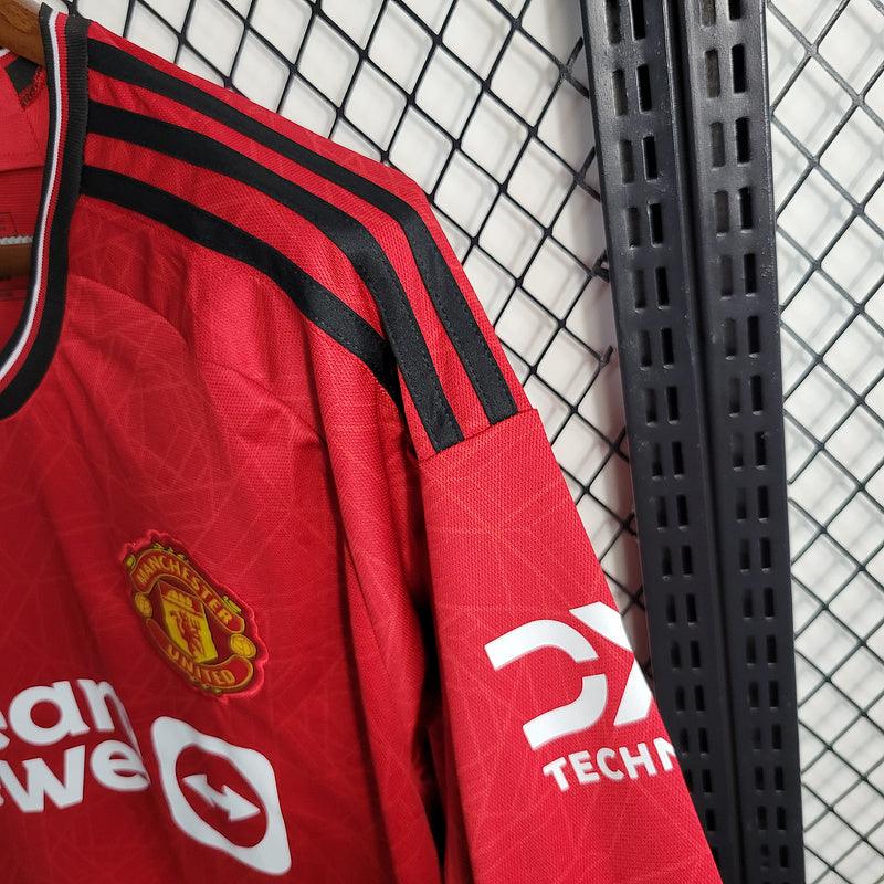 CAMISA MANGA LONGA DO MANCHESTER UNITED 23/24 VERMELHO - VELOP SPORTS