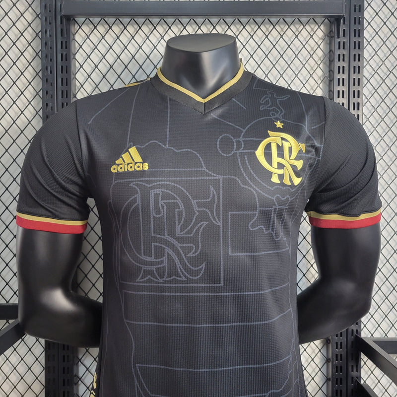 CAMISA VERSÃO PLAYER DO FLAMENGO 22/23 PRETO E DOURADO - VELOP SPORTS