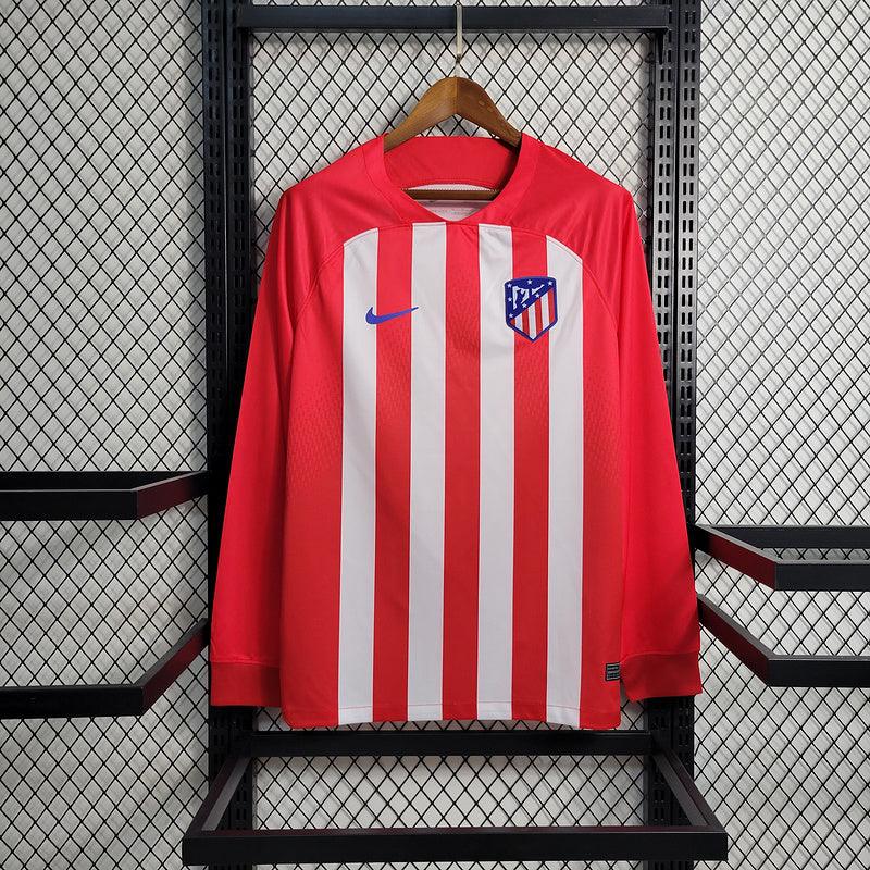 CAMISA MANGA LONGA DO ATLETICO DE MADRID 23/24 VERMELHO E BRANCO - VELOP SPORTS