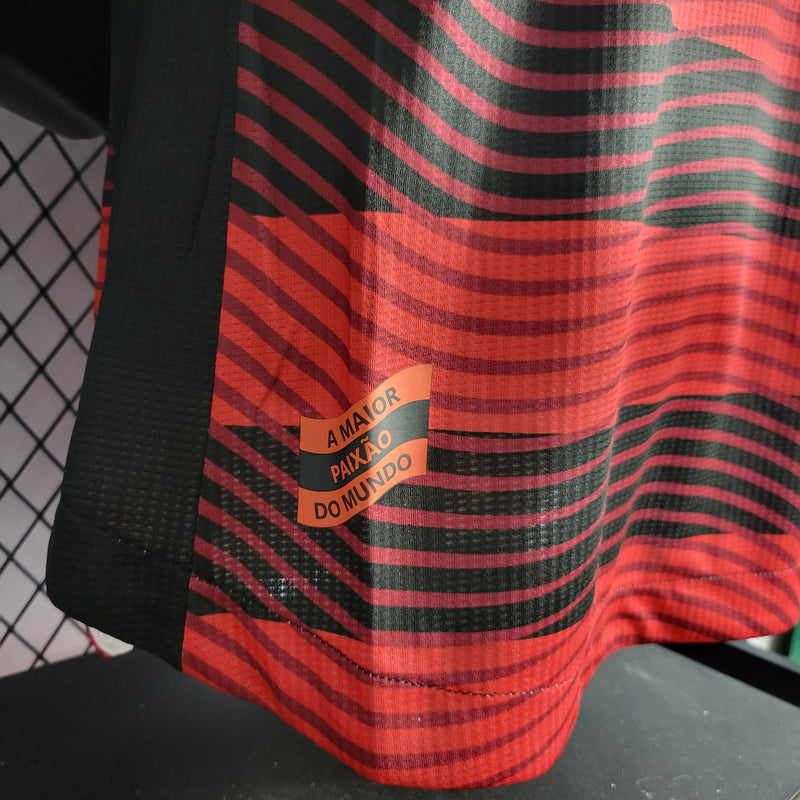 CAMISA VERSÃO PLAYER DO FLAMENGO 22/23 VERMELHO E PRETO 2 - VELOP SPORTS