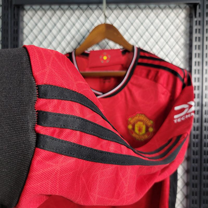 CAMISA MANGA LONGA DO MANCHESTER UNITED 23/24 VERMELHO - VELOP SPORTS