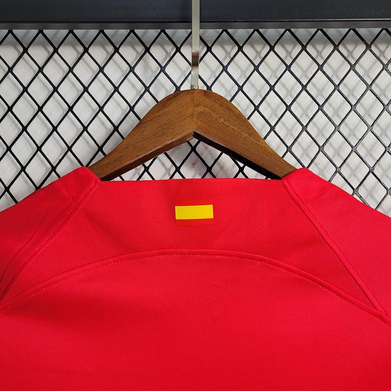 CAMISA MANGA LONGA DO ATLETICO DE MADRID 23/24 VERMELHO E BRANCO - VELOP SPORTS