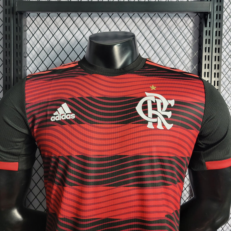 CAMISA VERSÃO PLAYER DO FLAMENGO 22/23 VERMELHO E PRETO 2 - VELOP SPORTS